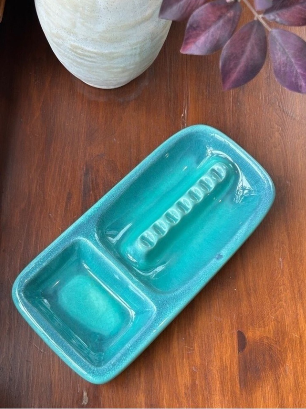 Ceramic Smoke Stash Table Dish Sea Green Dockside Water Blue